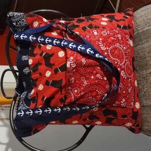 Valentine's Day Black lab baseball themed hand stitched shoulder bag